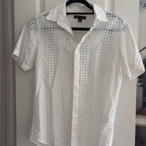 INC International Concepts White Eyelet Men's Shirt